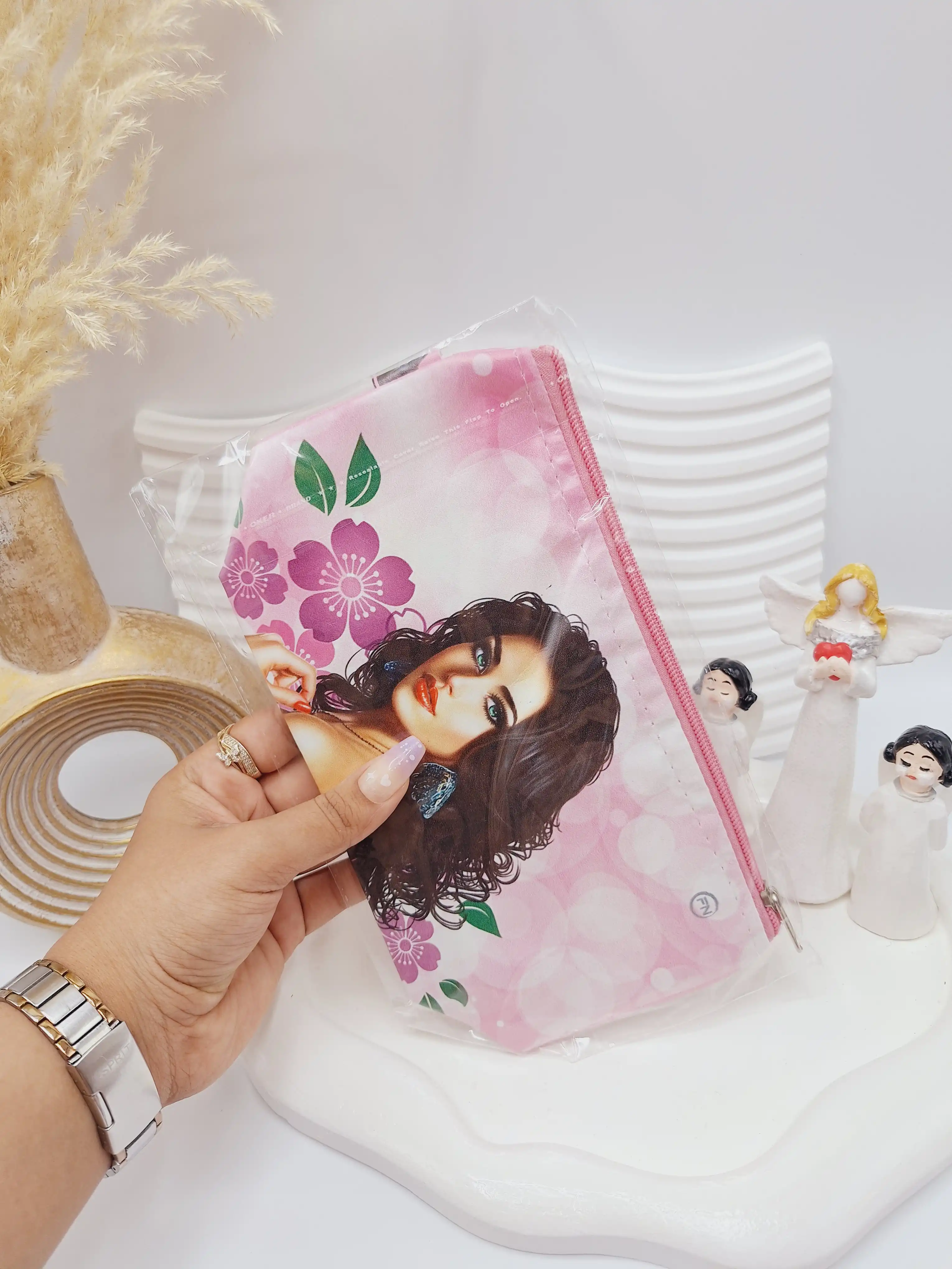 کیف لوازم آرایش زنانه چرم مصنوعی طرح های جذاب ارسال رندم